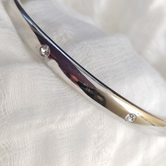 Jewelry - Silver tone, crystal ecrusted bangle